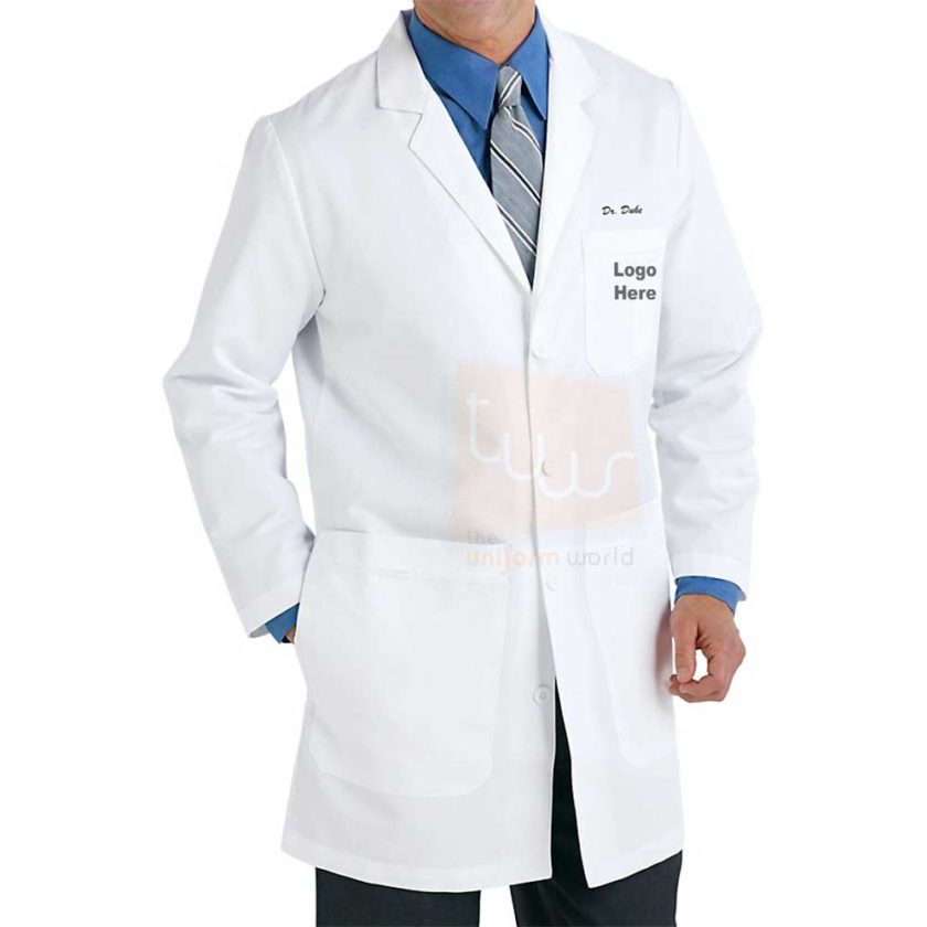 Men Medical White Coat with Side Pocket Inner Access Dubai UAE