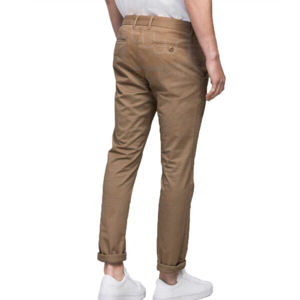 Khaki Folded Slimline Twill Chinos Trouser - Image 2