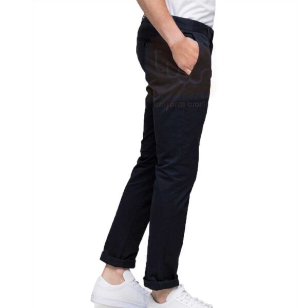 Black Folded Slimline Men's Chinos Trouser - Image 2