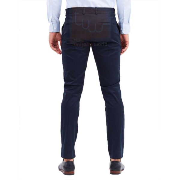 Navy Blue Cropped Men's Chinos Trouser - Image 2