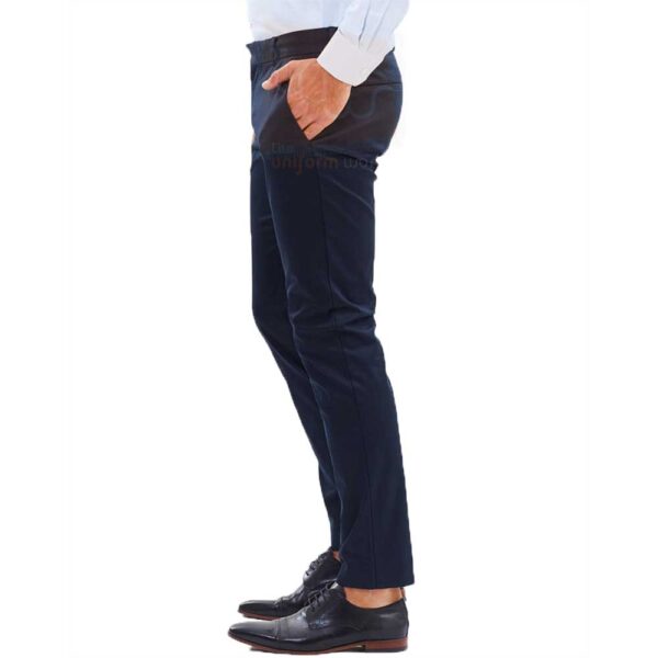 Navy Blue Cropped Men's Chinos Trouser - Image 3