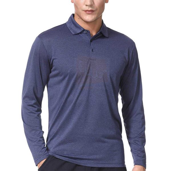 Indigo Plain Polo Shirt Long Sleeve Drifit