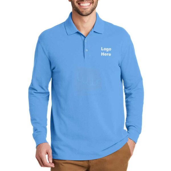 Sky Blue Cotton Polo Long Sleeve