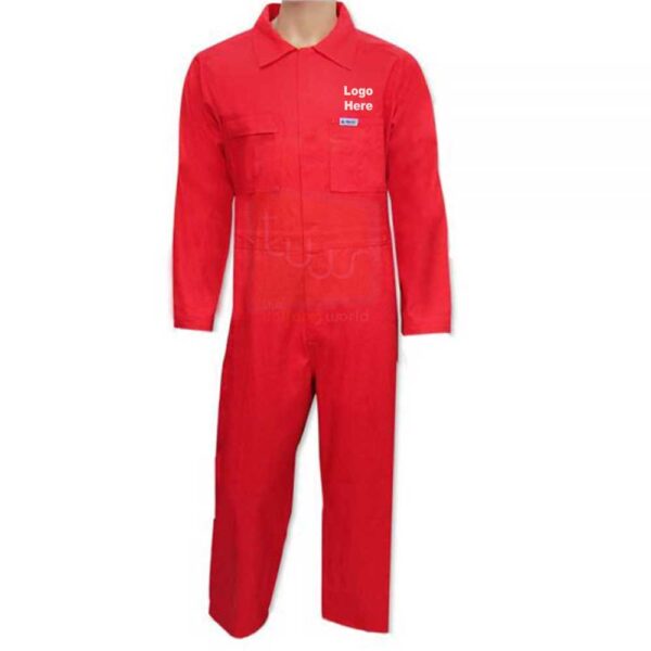 Red 1-Piece Fire Retardant Coveralls with 10 Pockets