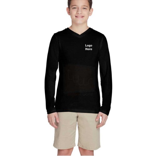 Black Plain V Neck Sweatshirt with Shorts