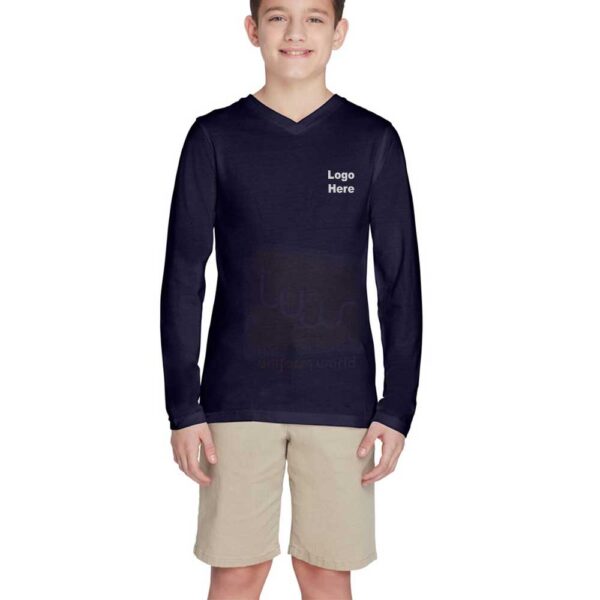 Navy Blue Plain V Neck Sweatshirt with Shorts