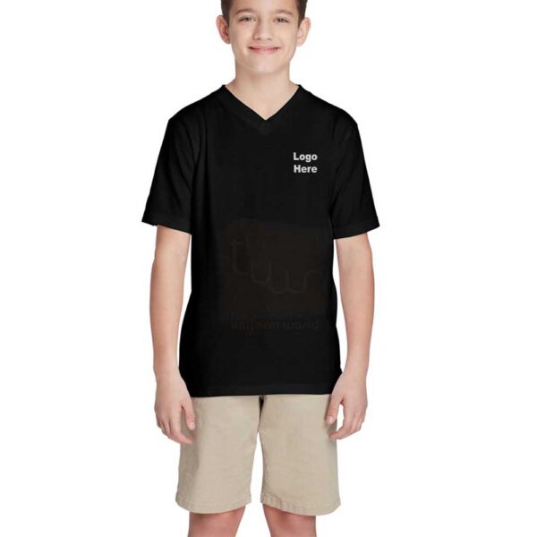 Black Plain V Neck T Shirt with Shorts