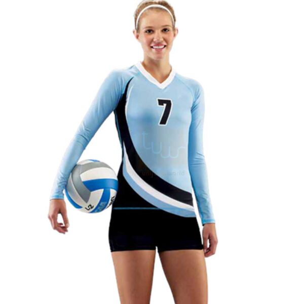 Sky Blue 3-Tone Woman Volleyball Jerseys Uniforms