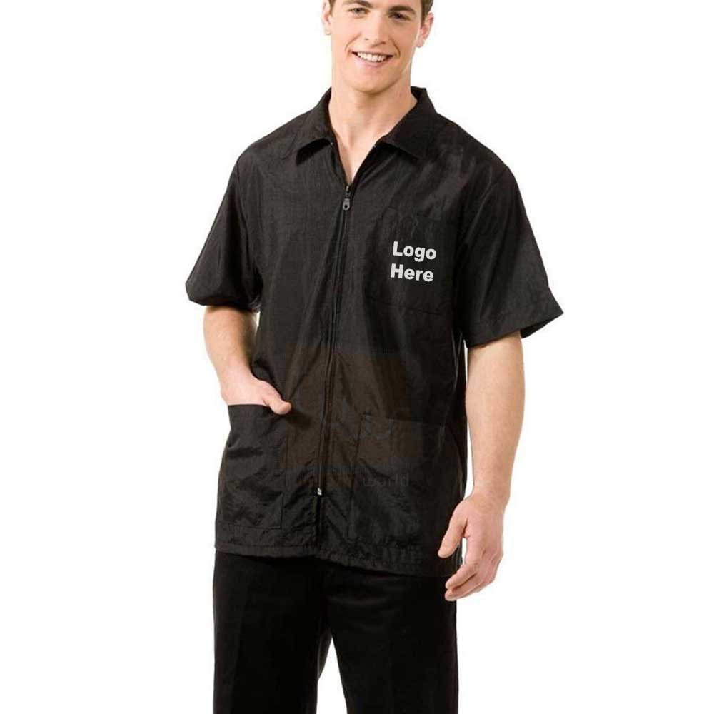 Black Plain Shirt Short Sleeve with Front Zipper - Dubai UAE | Leading ...