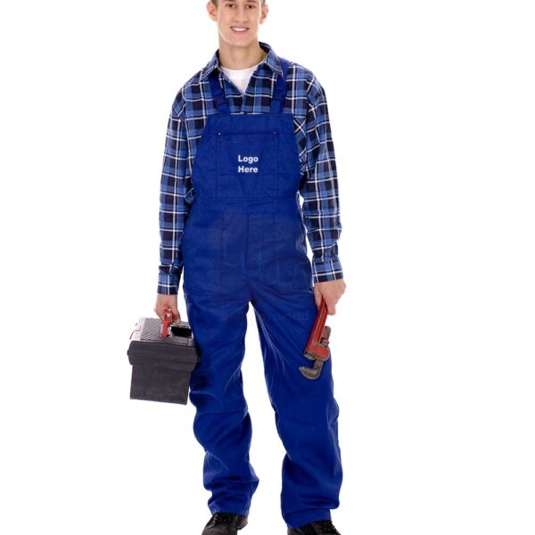 Royal Blue Bib Coverall with Zipped Front Pockets