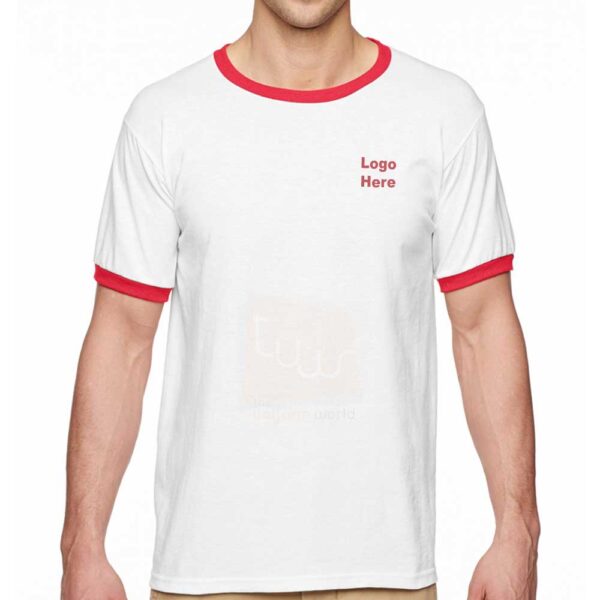 White Round Neck T Shirt with Contrast