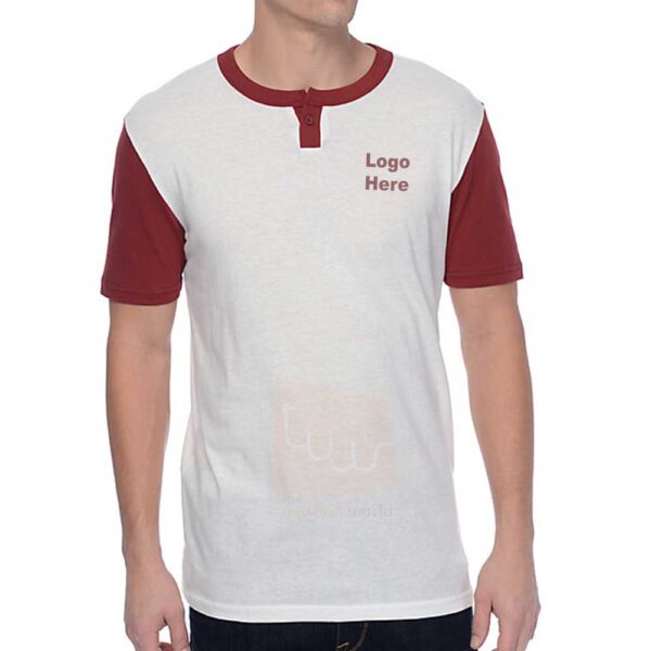 White Y Neck T Shirt with Contrast