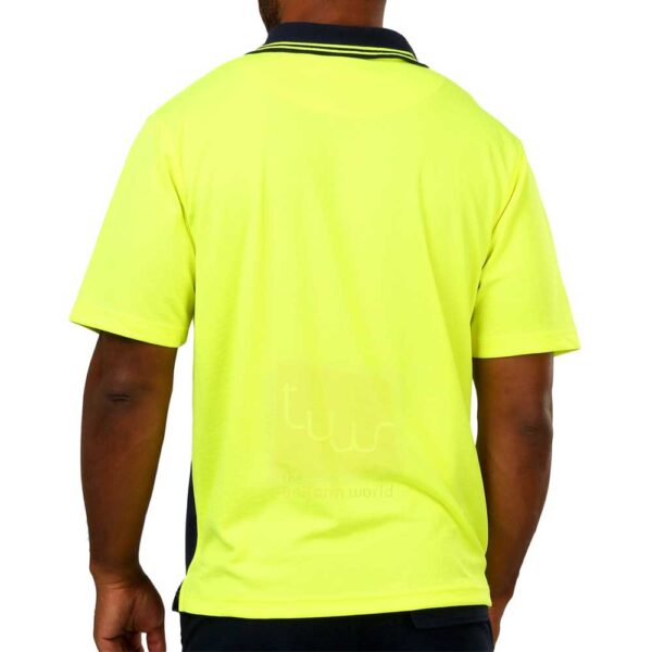 Neon Yellow Navy Blue High Visibility Polo - Image 2