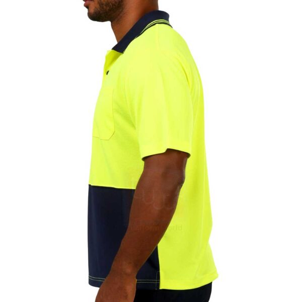 Neon Yellow Navy Blue High Visibility Polo - Image 3