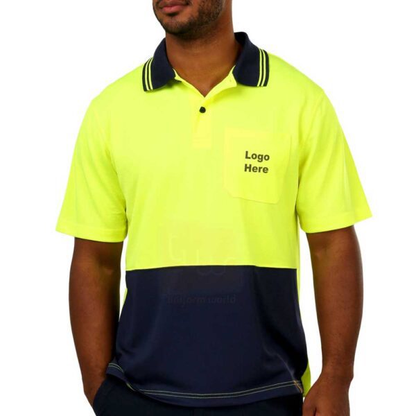 Neon Yellow Navy Blue High Visibility Polo