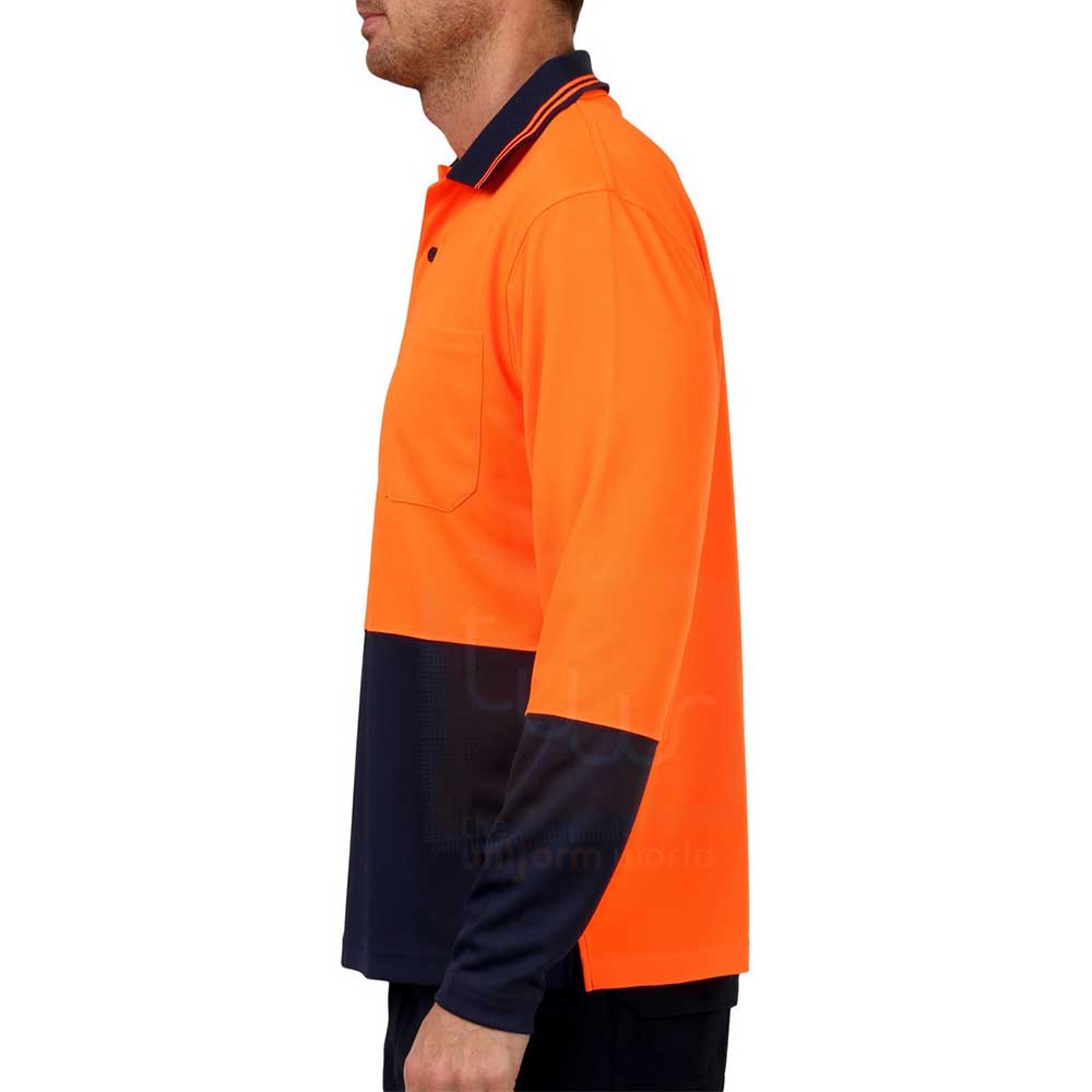 Neon Orange High Visibility Polo Long Sleeve - Image 3