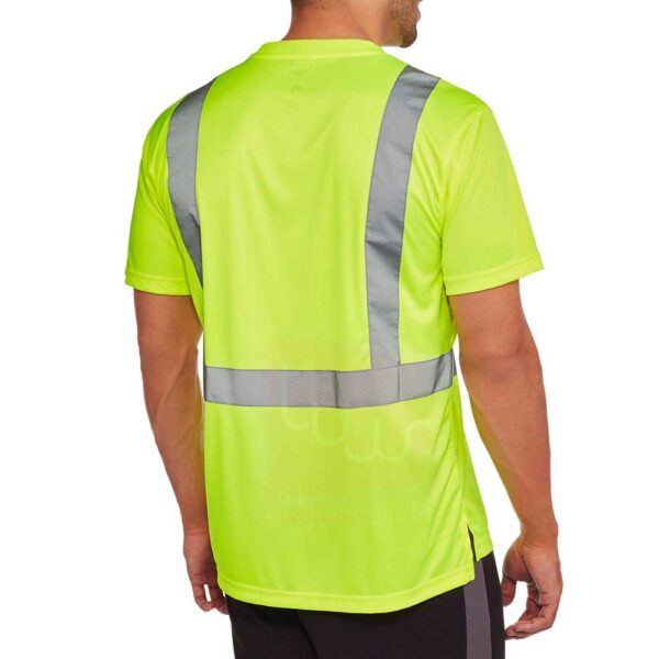 Neon Yellow High Visibility Crew Neck with Pocket - Image 2