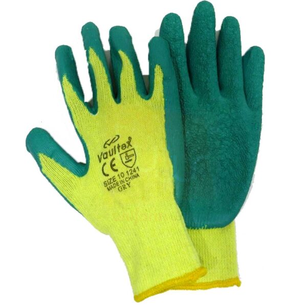 Green Yellow Half Latex Coated Knit Safety Gloves