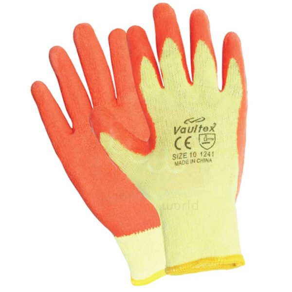 Orange Cream Half Latex Coated Knit Safety Gloves