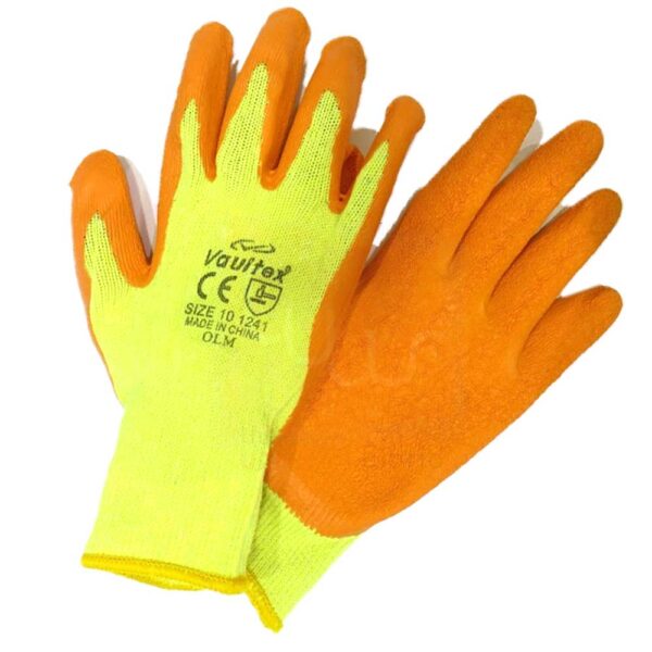 Yellow Orange Half Latex Coated Knit Safety Gloves