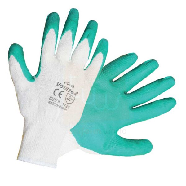 Green White Half Latex Coated Knit Safety Gloves