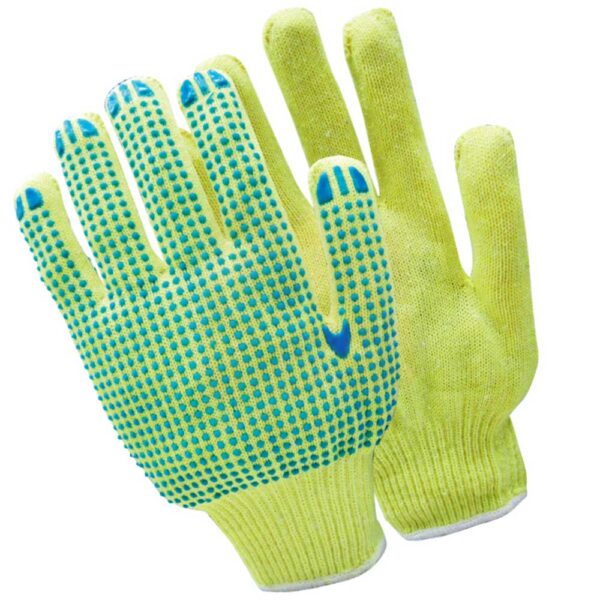 Yellow Single-sided Dotted Knit Safety Gloves