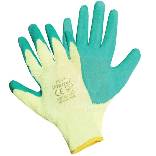 Green Cream Half Latex Coated Knit Safety Gloves