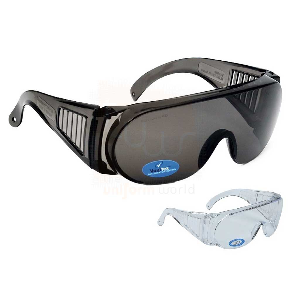 Dark Clear Frameless Wide Temple Safety Glasses
