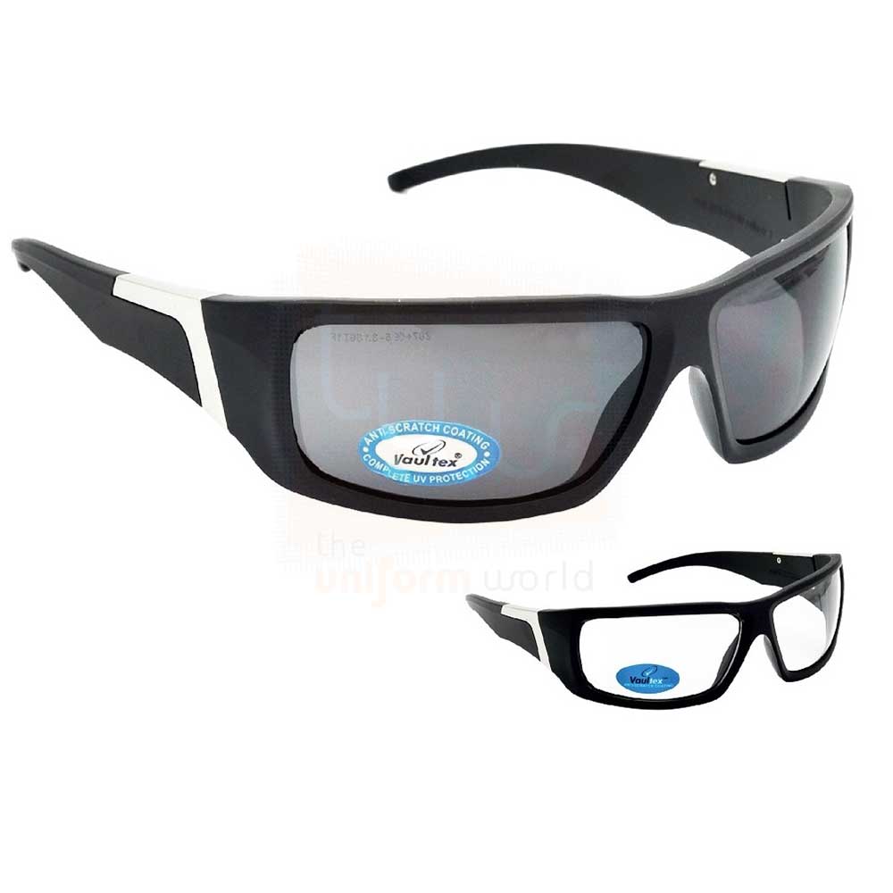 Dark Clear Full Frame Safety Glasses with Temple Silver Touch