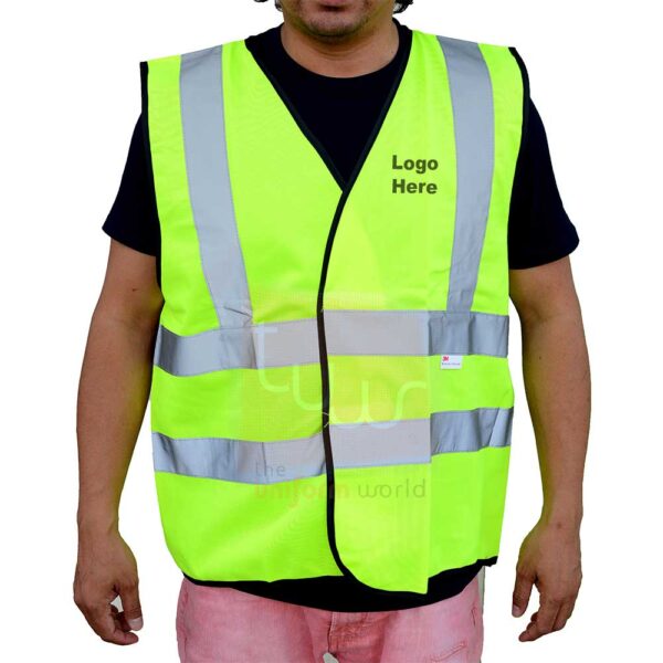 Neon Green 3M Safety Vest with Black Piping