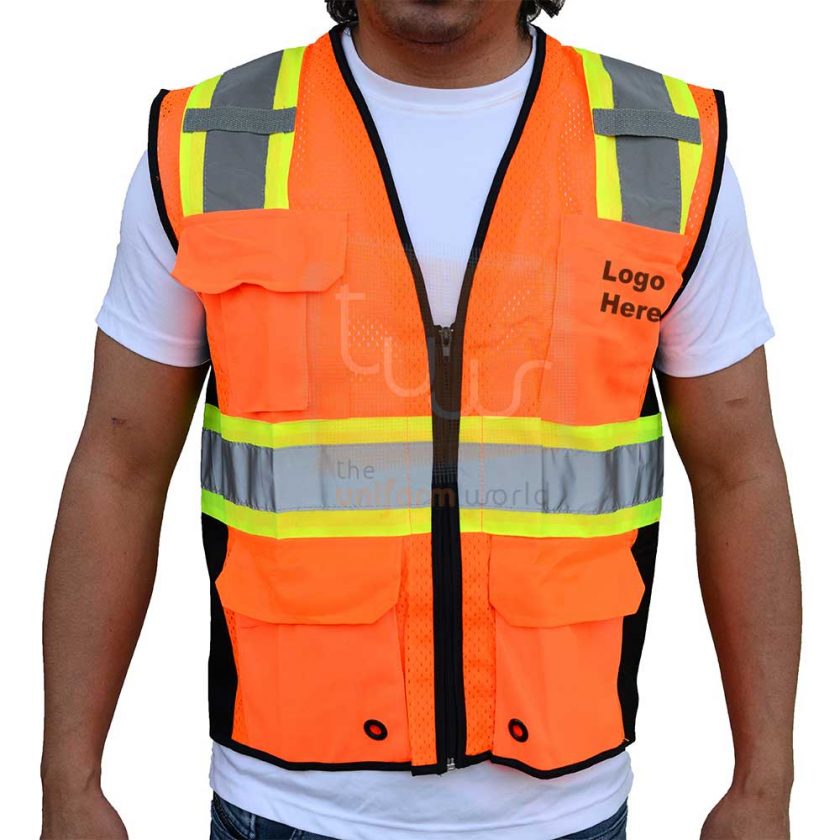 Neon Green Safety Vest Mesh with Pocket and Back Side Panel Dubai UAE
