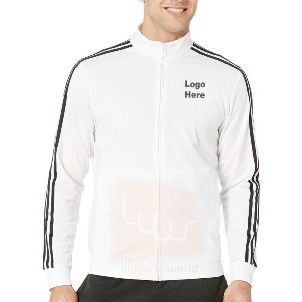 White Track Jacket with Sleeve Stripes