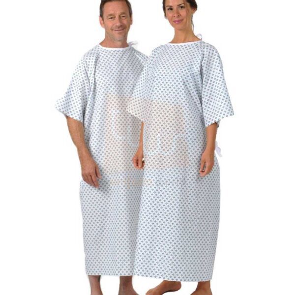 Blue Diamond Print Patient Gown