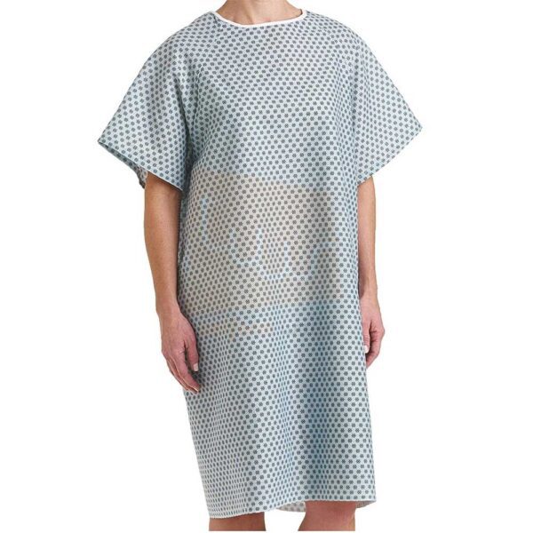 Light Blue Diamond Print Patient Gown