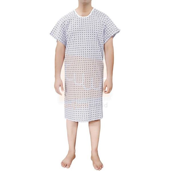Navy Blue Print Patient Gown