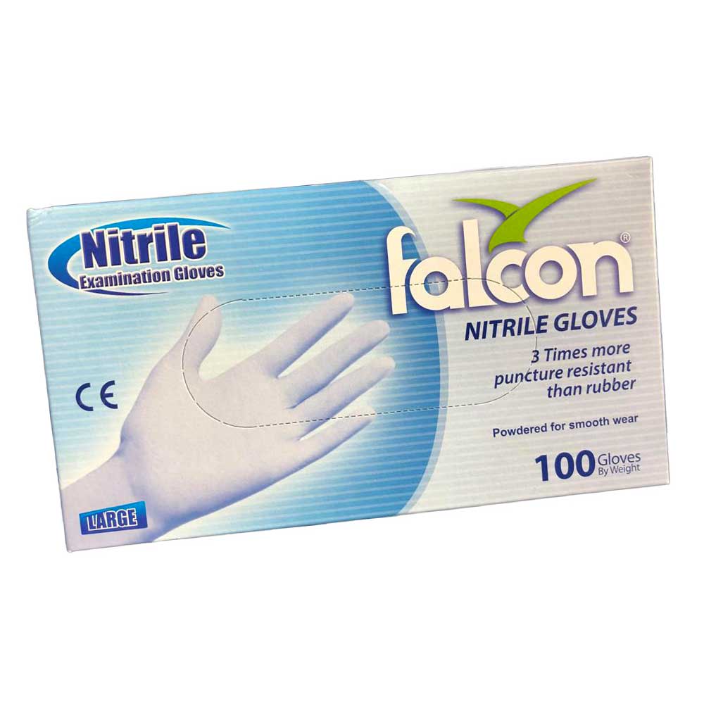 Falcon Powdered Nitrile Disposable Gloves Supplier Wholesale Dubai UAE