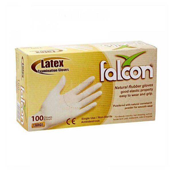 Falcon Powdered Disposable White Latex Gloves