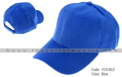 Royal Blue Baseball Caps Acrylic Cotton 6-Panel with Velcro Closure