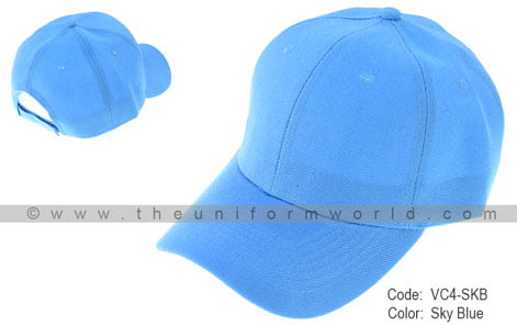Sky Blue Baseball Caps Acrylic Cotton 6-Panel with Velcro Closure