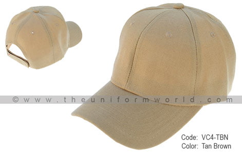 Tan Brown Baseball Caps Acrylic Cotton 6-Panel with Velcro Closure