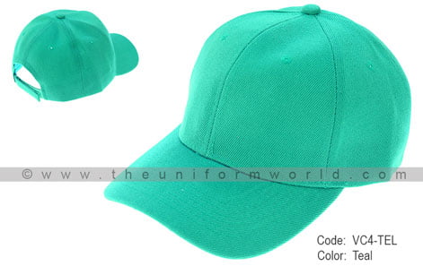 Teal Baseball Caps Acrylic Cotton 6-Panel with Velcro Closure