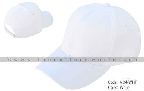 White Baseball Caps Acrylic Cotton 6-Panel with Velcro Closure