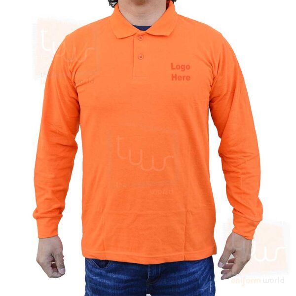 orange polo shirt long sleeve suppliers