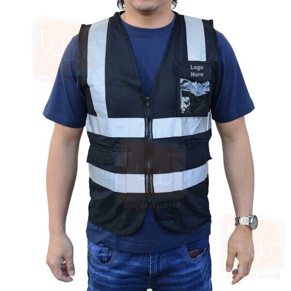 Black Safety Vest Jacket Zipper