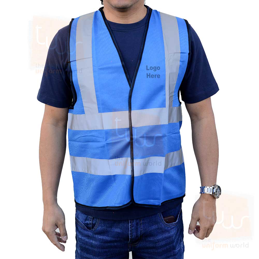 Blue Safety Vest Jacket Velcro with Reflective Tape