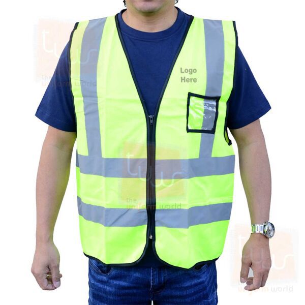 Neon Green Safety Vest Jacket ID Pocket