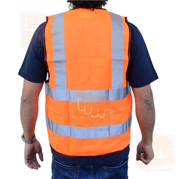 Orange Safety Vest Jacket with Black Piping