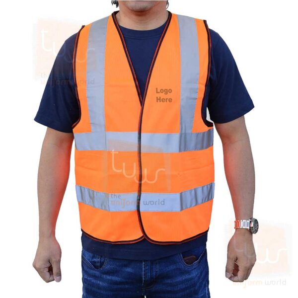 Orange Safety Vest Jacket with Black Piping