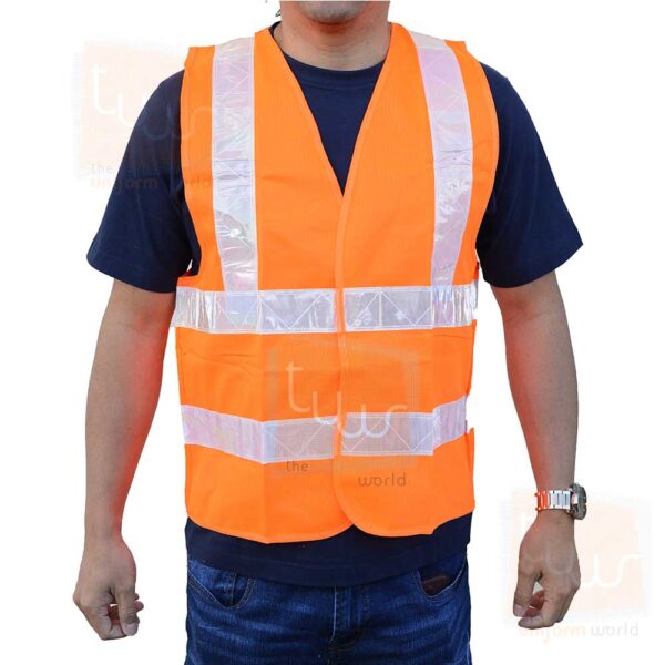Neon Orange Safety Vest Jacket with PVC Tapes
