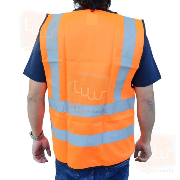 Neon Orange Safety Vest Jacket with Black Piping